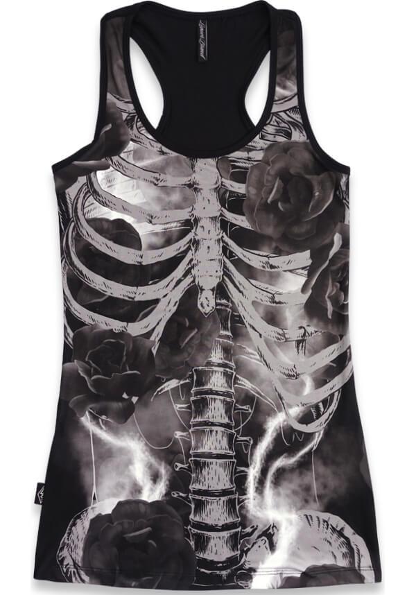 Stylish Women's Skeleton and Rose Graphic Print Tank Top