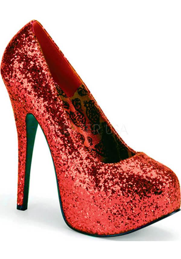 PREORDER! TEEZE-06GW Red Glitter Patent Polyurethane Wide Width Pumps