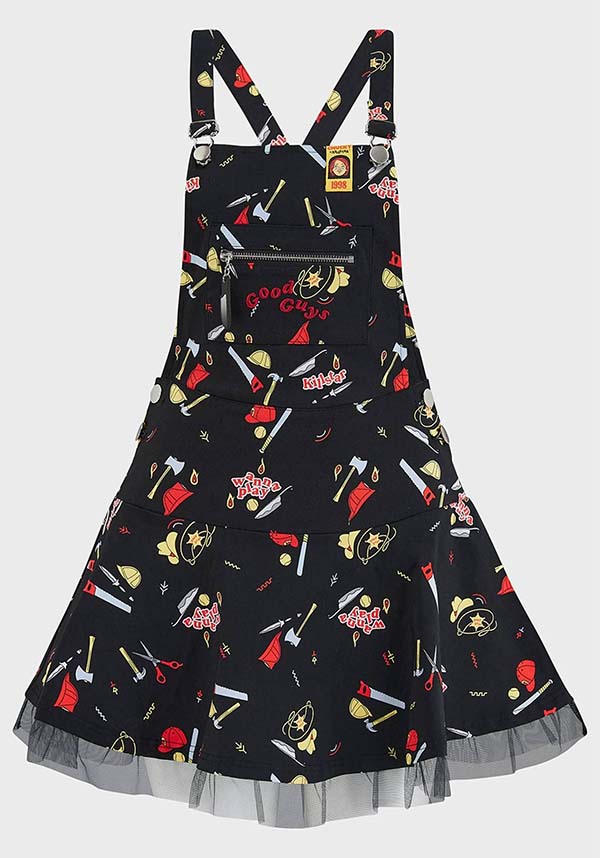 Playtime Chucky Print Pinafore Dress with Unique Features
