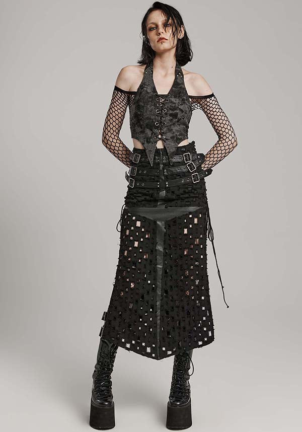 Punk Rave Mazikeen Buckle Design Women's Maxi Skirt