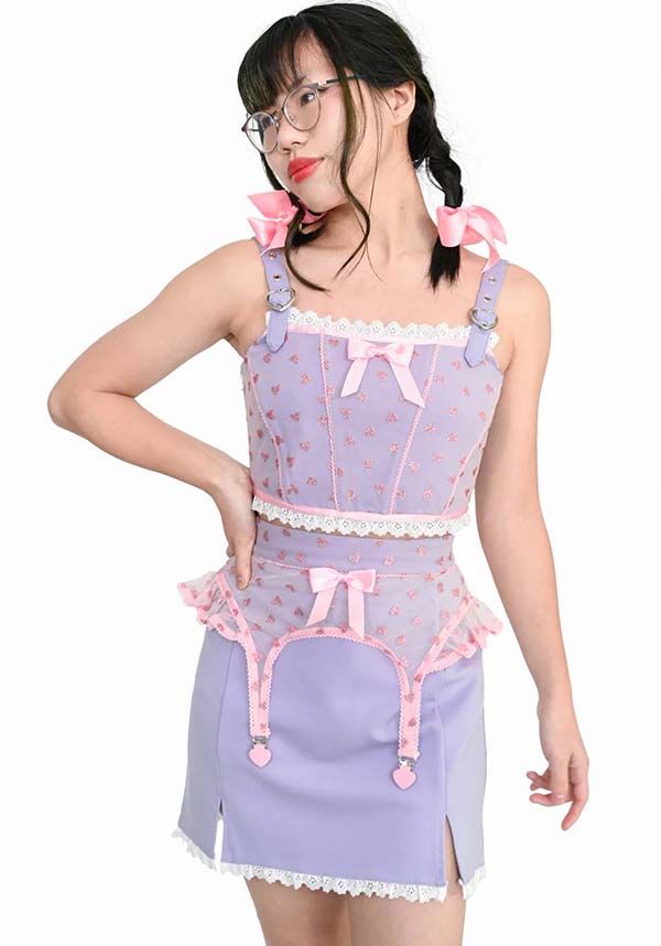 Charming Lavender Lucky Girl Skirt with Glittery Hearts