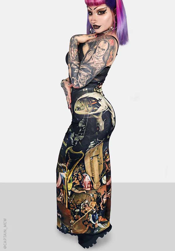 Earthly Delights Adjustable Straps MAXI Dress with Lace and Picot Trim