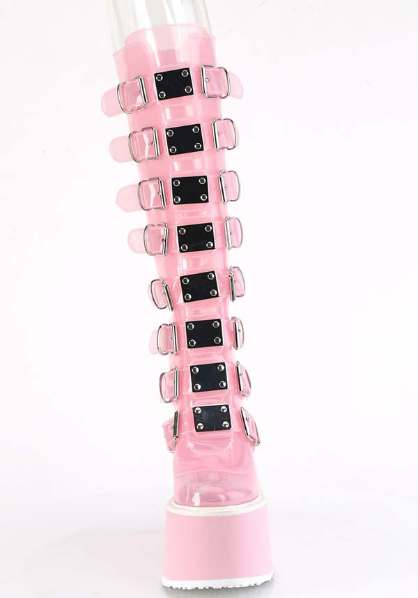 PREORDER - PLATFORM BOOTS - SWING-815C STYLE IN BABY PINK TPU MATERIAL FOR FASHION - LOVERS