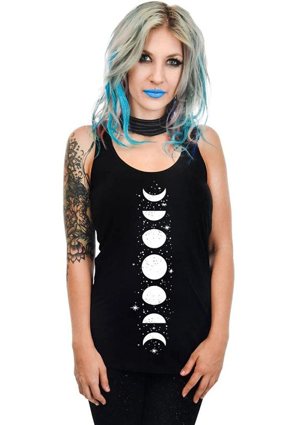 Starry Moon Phases Graphic Tank Top for Fashionable Wear