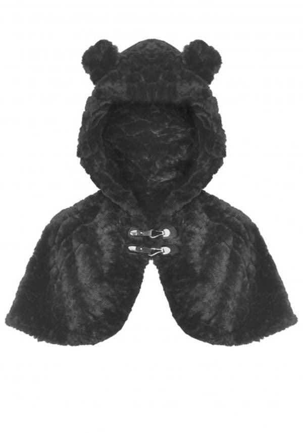 Stylish Black Bear-inspired Lolita Cape for a Dark Whimsical Look