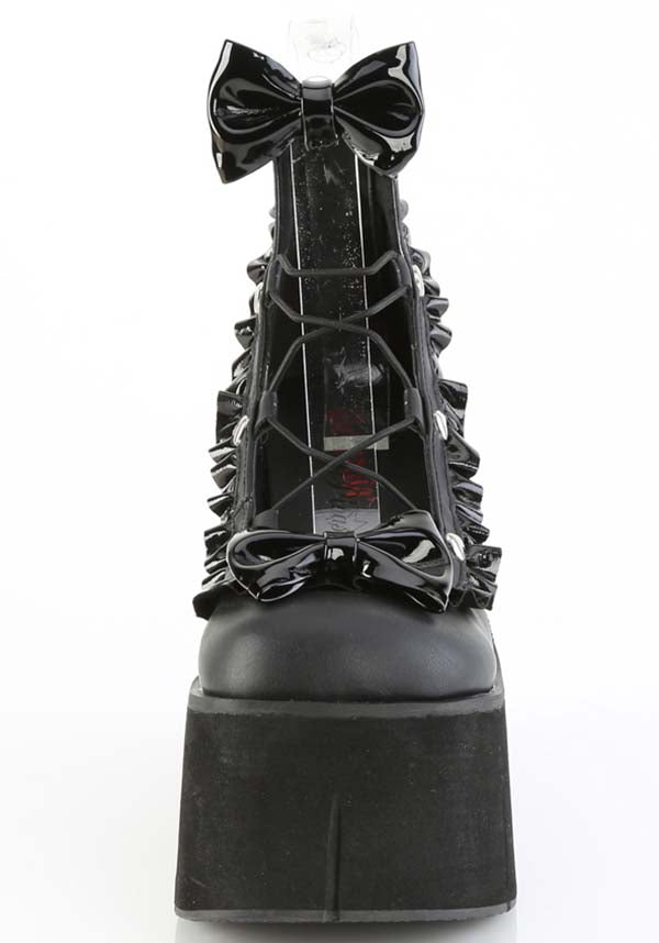 PREORDER: Black KERA-18 Platform Wrap-Around Ankle Strap Shoes