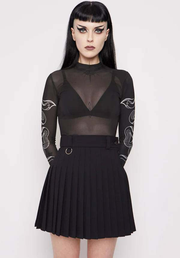 Selma Long Sleeve Mesh Women's Top with Exclusive Double Serpent Sleeve Prints