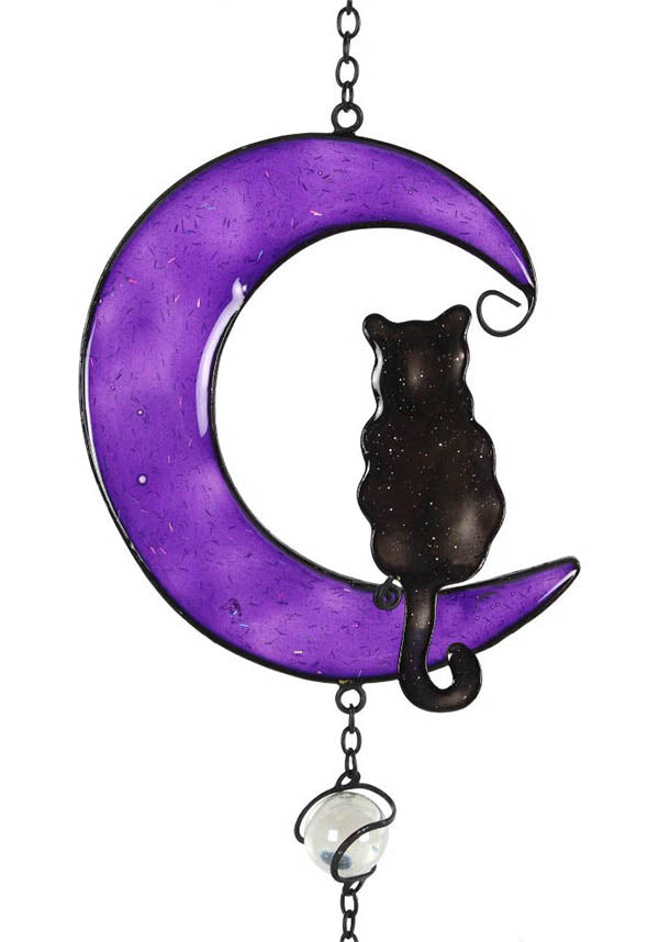 Exquisite Handmade Black Cat Design Metal Windchime for Garden Decor