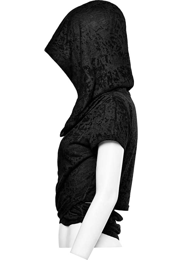 Priscilla Gothic Style Ruched Hooded Fashion Top for Modern Fashion Lovers