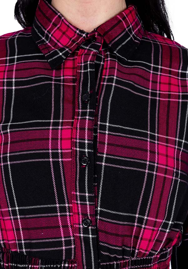 Poizen Industries Dark Pink Check Mini Dress - A Punk Rock Wardrobe Essential
