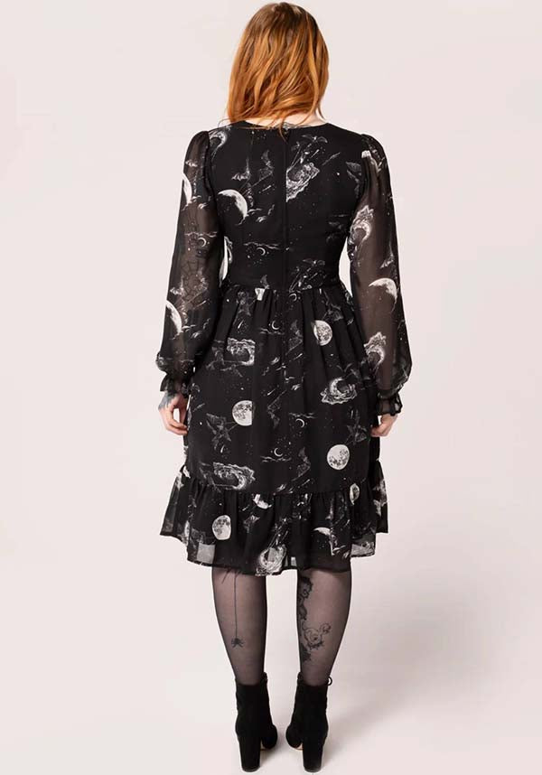 Hell Bunny's Celestial Mini Dress with Star Sign Graphics