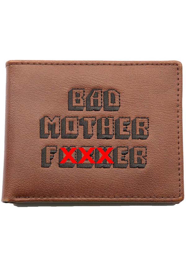 Brown Genuine Leather Pulp Fiction Themed Bad Mother F-er Wallet with Jules Winnfield License