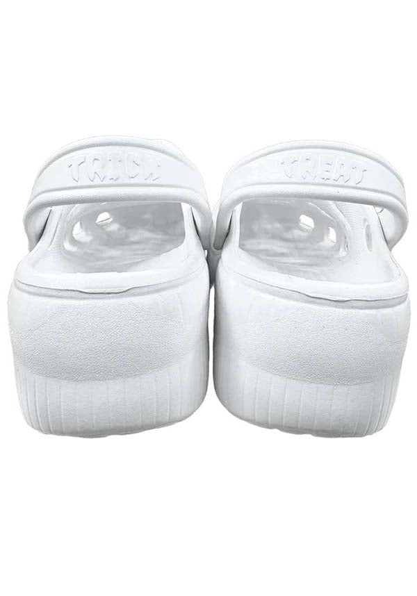 YRU RIPS White Rubber Bat-Themed Clogs for Bat Lovers