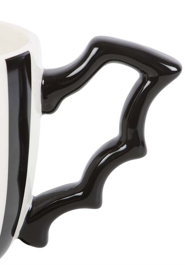 Gothic Ceramic Striped Bat Wing Design Teacup