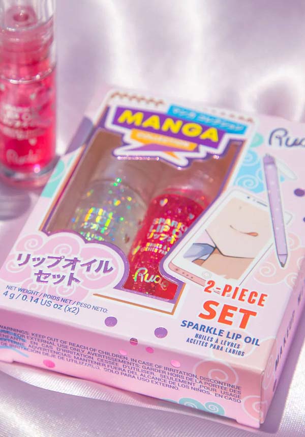 Manga Flavored [Watermelon and Mint Sparkle] Lip Oil Duo - Moisturizing Lip Care Product