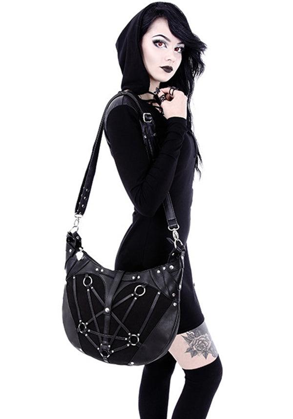 Restyle Pentagram Design Denim and Faux Leather Hobo Tote Bag