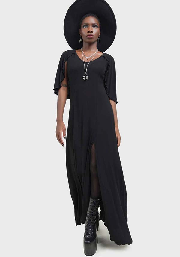 Krypt Lovers Women's Maxi Dress with Cape Detail