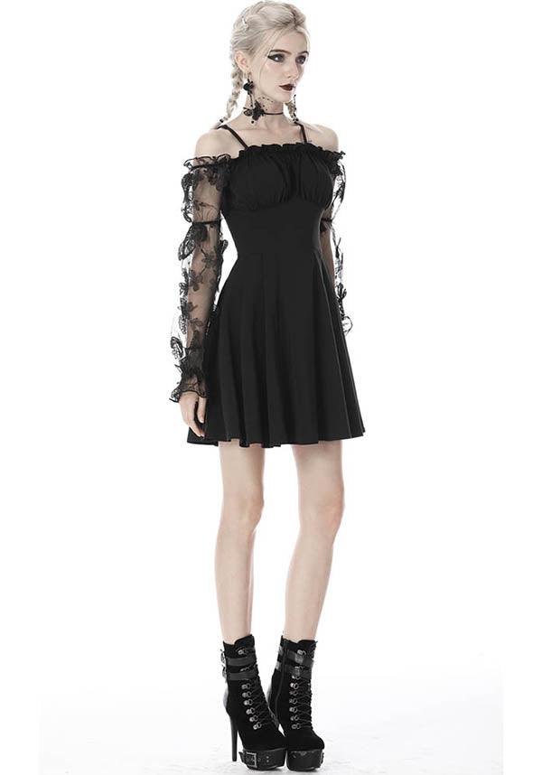 Gothic Lacey Off-Shoulder Dress with Corset Back