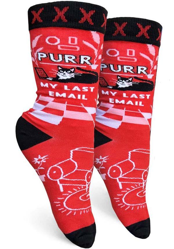 Purr My Last Email Women's Crew Length Comfortable Crew Socks