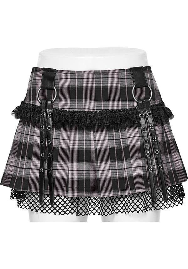 Quinn Baby Pink and Black Tartan Mini Skirt for Women - A Playful Fashion Statement