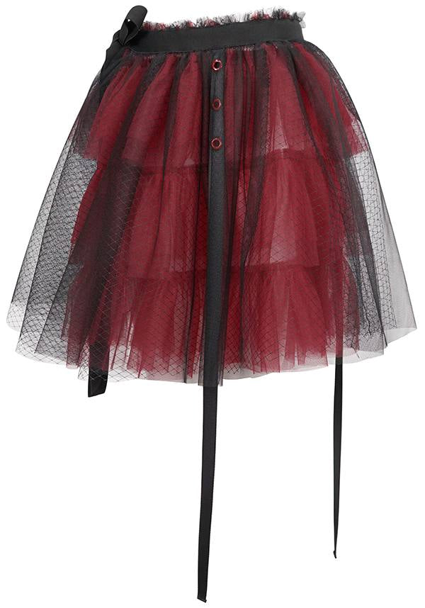 Devil Fashion's Edgy Medusa Punk Flared Skirt in Black and Red