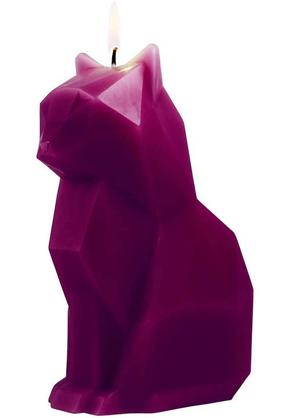 Kisa Burgundy - Handmade Artistic Cat - Shaped Scentless Candle for Home Decor or Thoughtful Gift