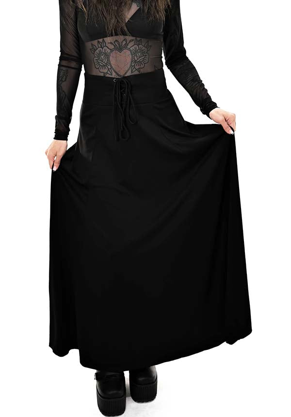 Foxblood's Soft Stretch Modal Lace Up Maxi Skirt