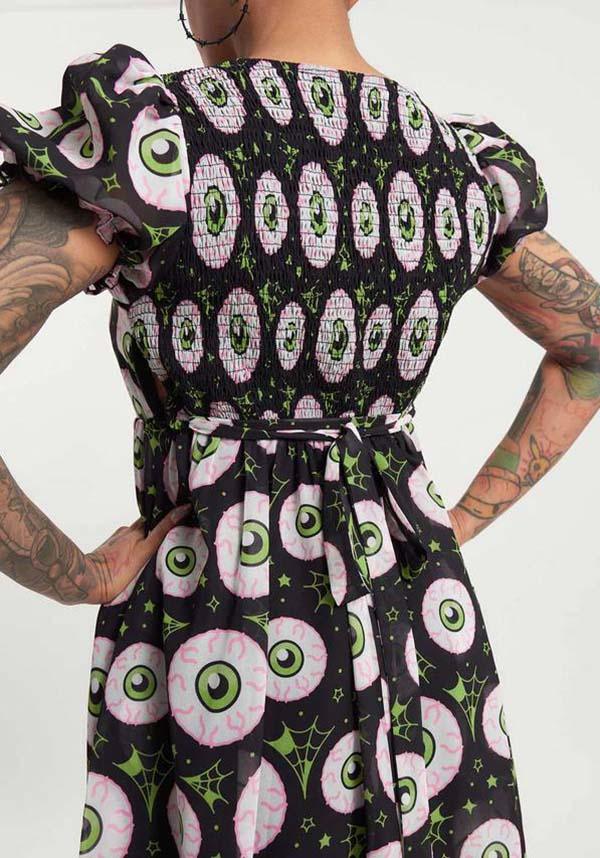 Eye - Catching Jeepers Peepers Cream Polyester Puff Dress