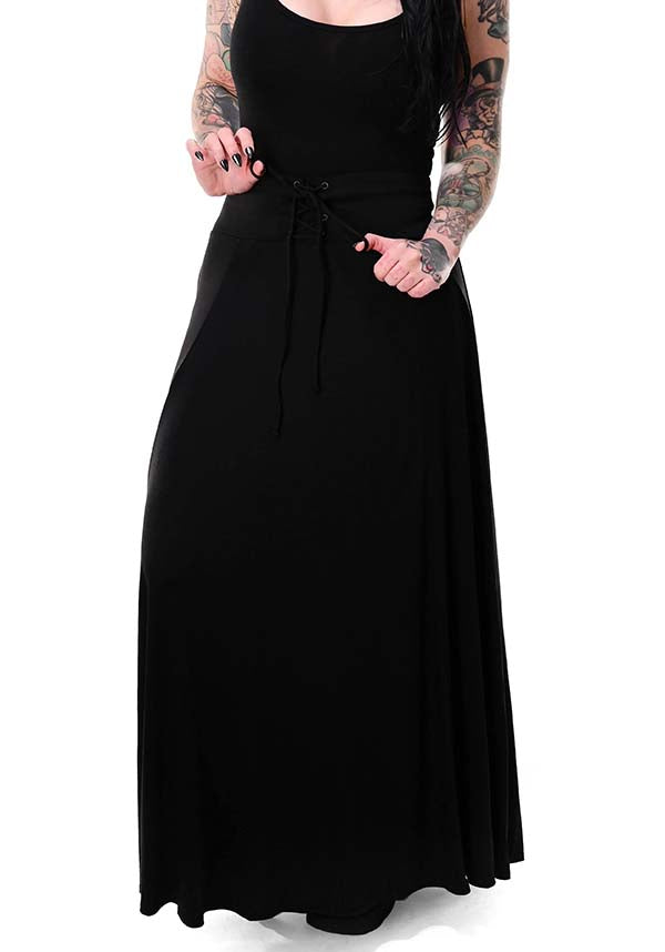 Foxblood's Soft Stretch Modal Lace Up Maxi Skirt