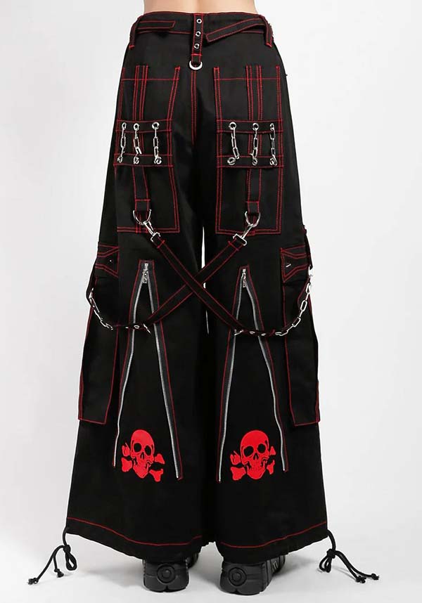 DarkStreet Authentic Back Up Skull Print Pants with Red Stitch in Black Color