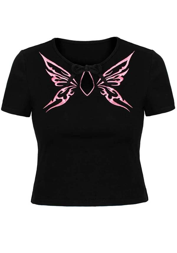 Hell Bunny Kocho Black Jersey Crop Top - A Stunning Blend of Edgy and Elegant Style
