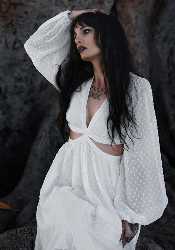 Ethereal Moonrise White Evening Dress by Lively Ghosts