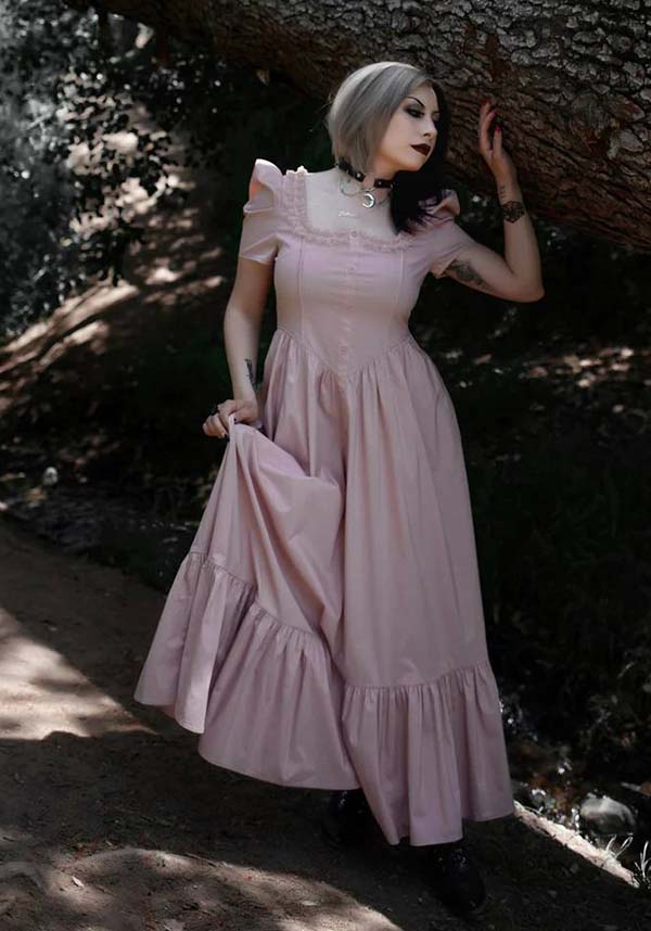 Lively Ghosts' Pastel Rose Gothic Lace Dress - Timeless Elegance