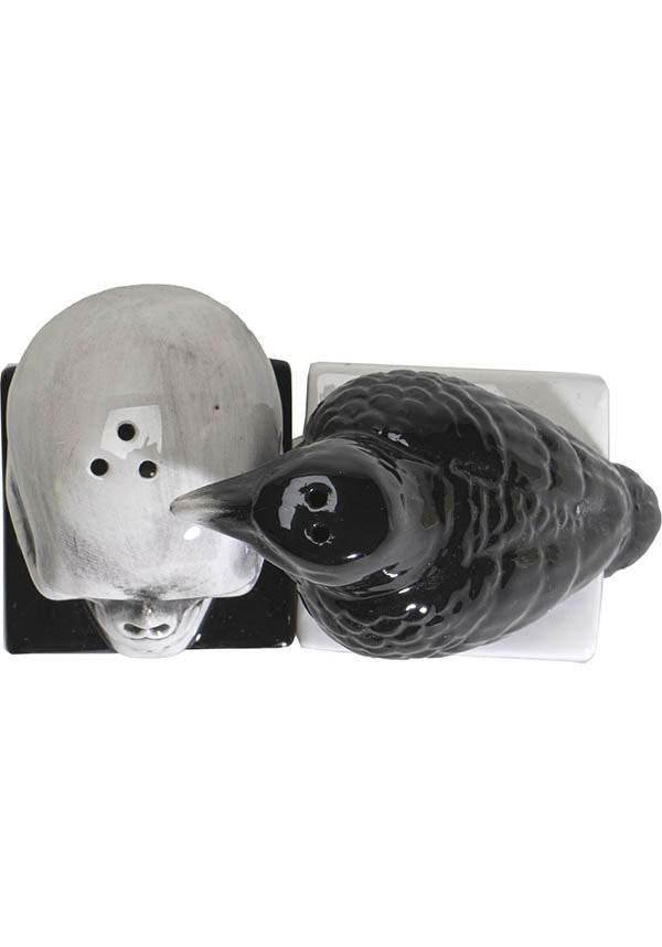 Edgar Allan Poe Inspired Raven Skull Salt and Pepper Shaker Set