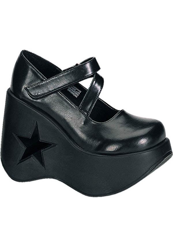 PREORDER - DYNAMITE-03 Black Star Cut-Out Goth Punk Lolita Mary Janes