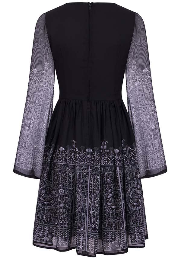 Mysterious Black Secret Gate Chiffon Dress for a Dramatic Look