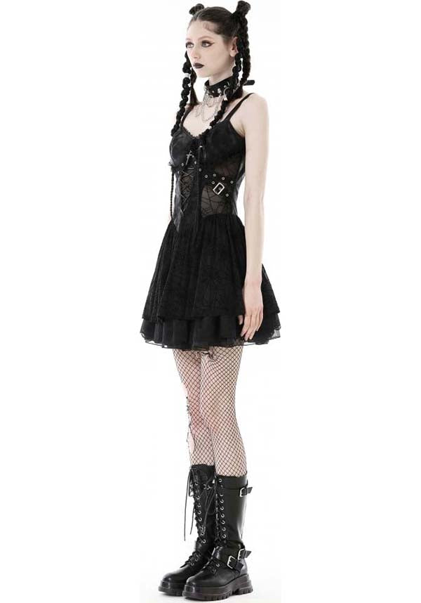 Edgy Punk Style Spider Mesh Women's Dress