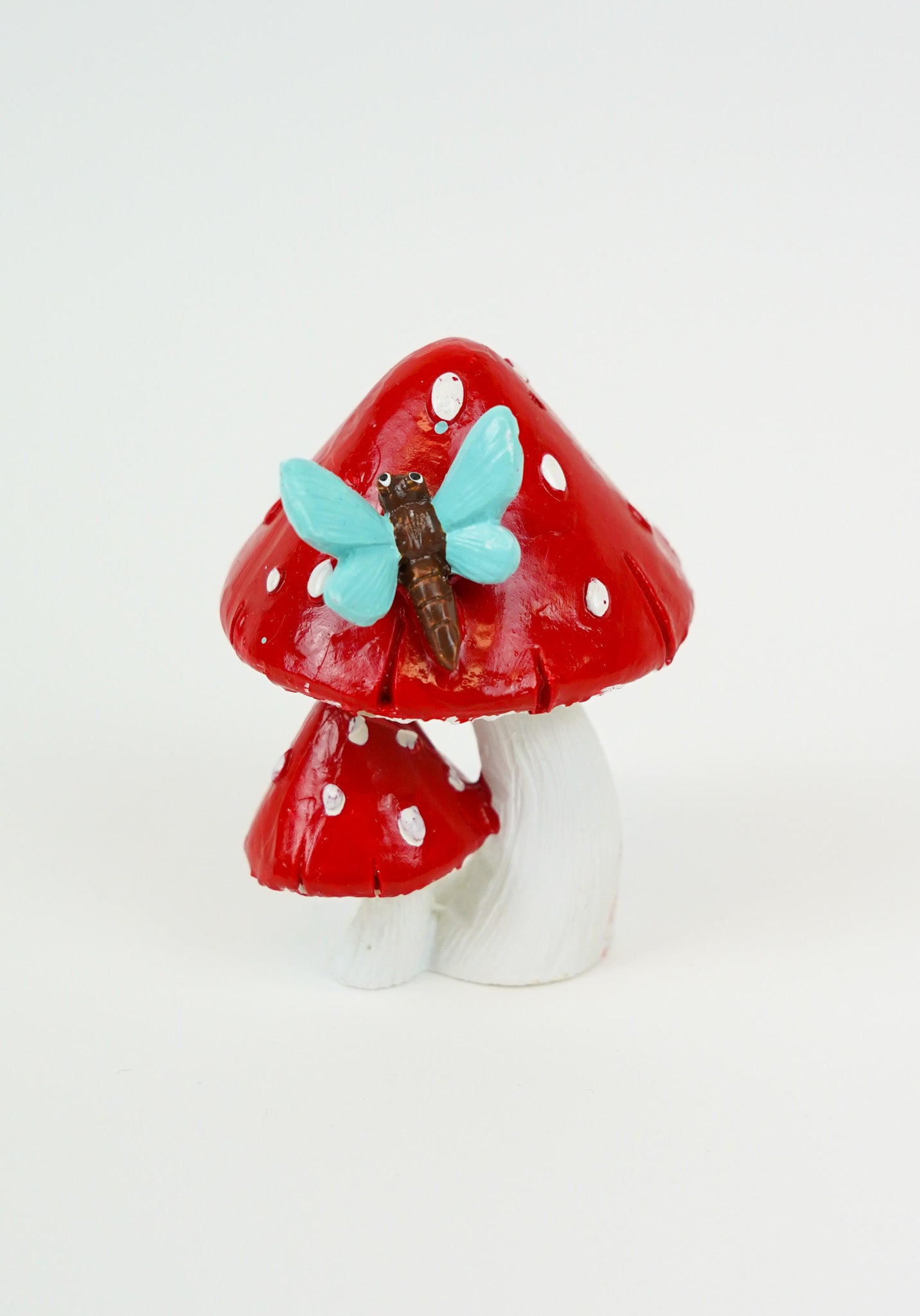 Gothic Gifts: Enchanting Blue or Green Dragonfly Red Mushroom Decor