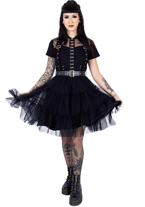 Poizen Industries Raven Gothic Mini Dress for a Hauntingly Elegant Look