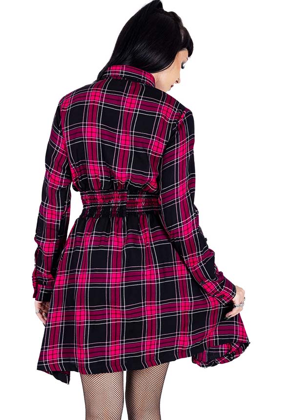 Poizen Industries Dark Pink Check Mini Dress - A Punk Rock Wardrobe Essential