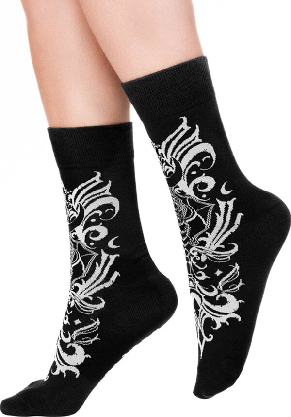 Restyle Gothic Bat Baroque Jacquard Socks for Fashionable Feet