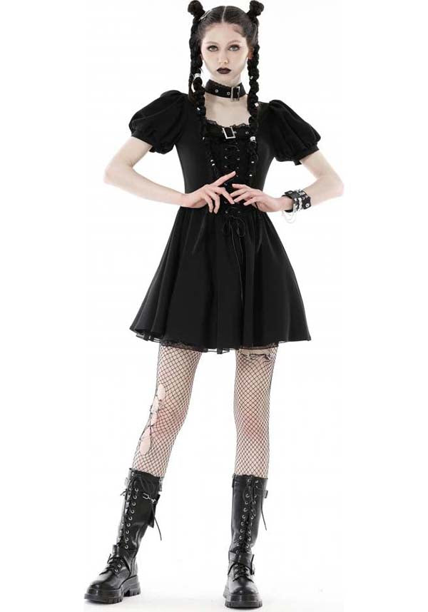 Dark in Love Baby Bat Lace-up Ethereal Women's Dress