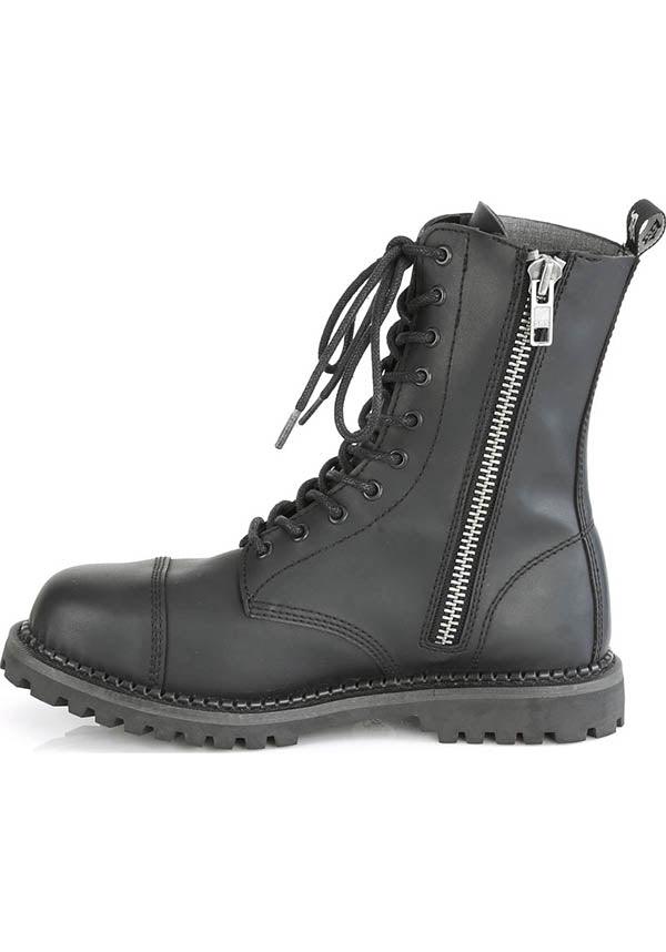 Demonia RIOT-10 Black Lace-Up Ankle Boots - Pre-Order Available
