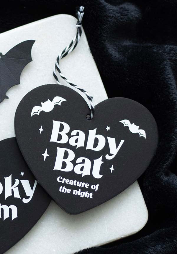 Gothic Baby Bat Hanging Heart Sign - A Sweet Keepsake