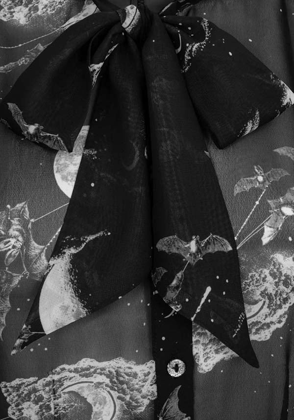 Hell Bunny's Enchanting Night Sky Chiffon Semi - Fitted Top