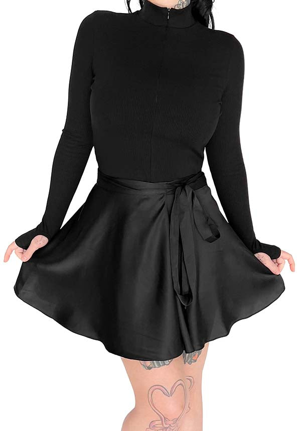 Foxblood Luxury Satin Ballet Wrap Skirt for Stylish Outfits