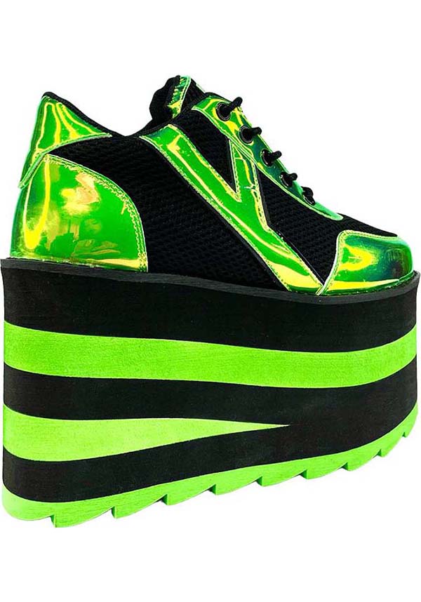 Karazii Stylish Platform Boots in Striking Black and Green Color Combination