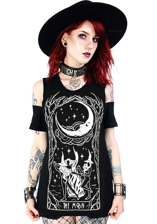 Cool Cold Shoulder Witches Chant Black T-Shirt for Fashionable Folks
