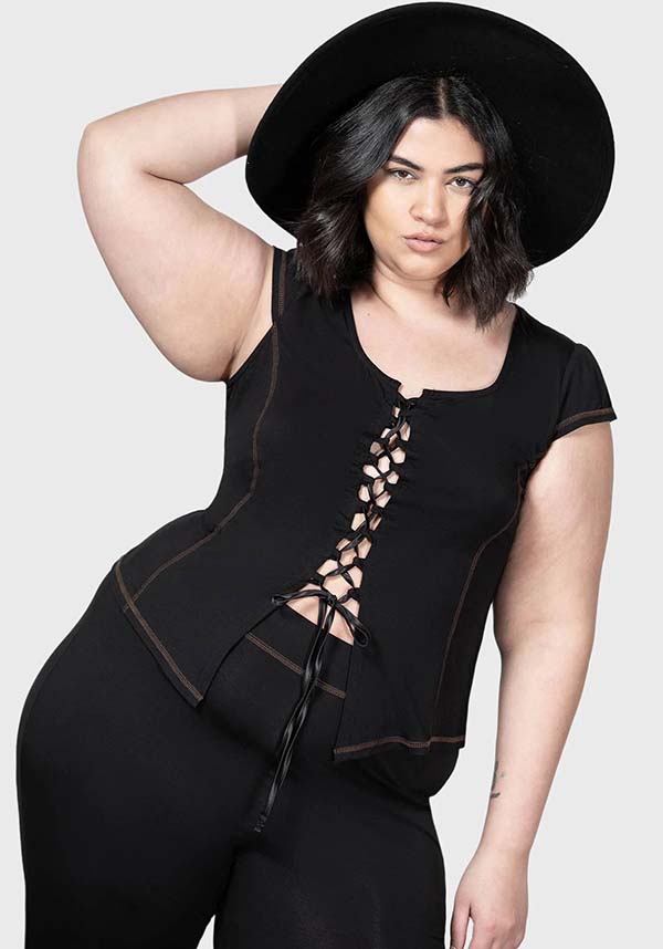 Soft and Stretch Midsummer Maypole Top with Tie Front Detail