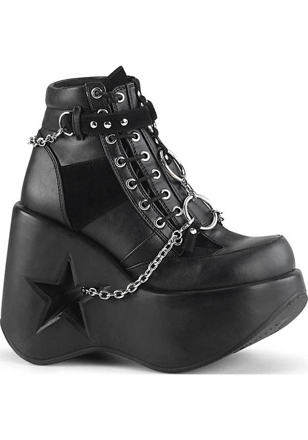 DYNAMITE-101 Black Star Cut-Out Platform Wedge Shoes [Preorder]